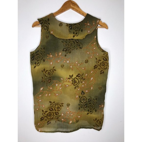 New York & Company Green Floral Pattern Sleeveless Sheer Tank Top Blouse Medium - Picture 8 of 8